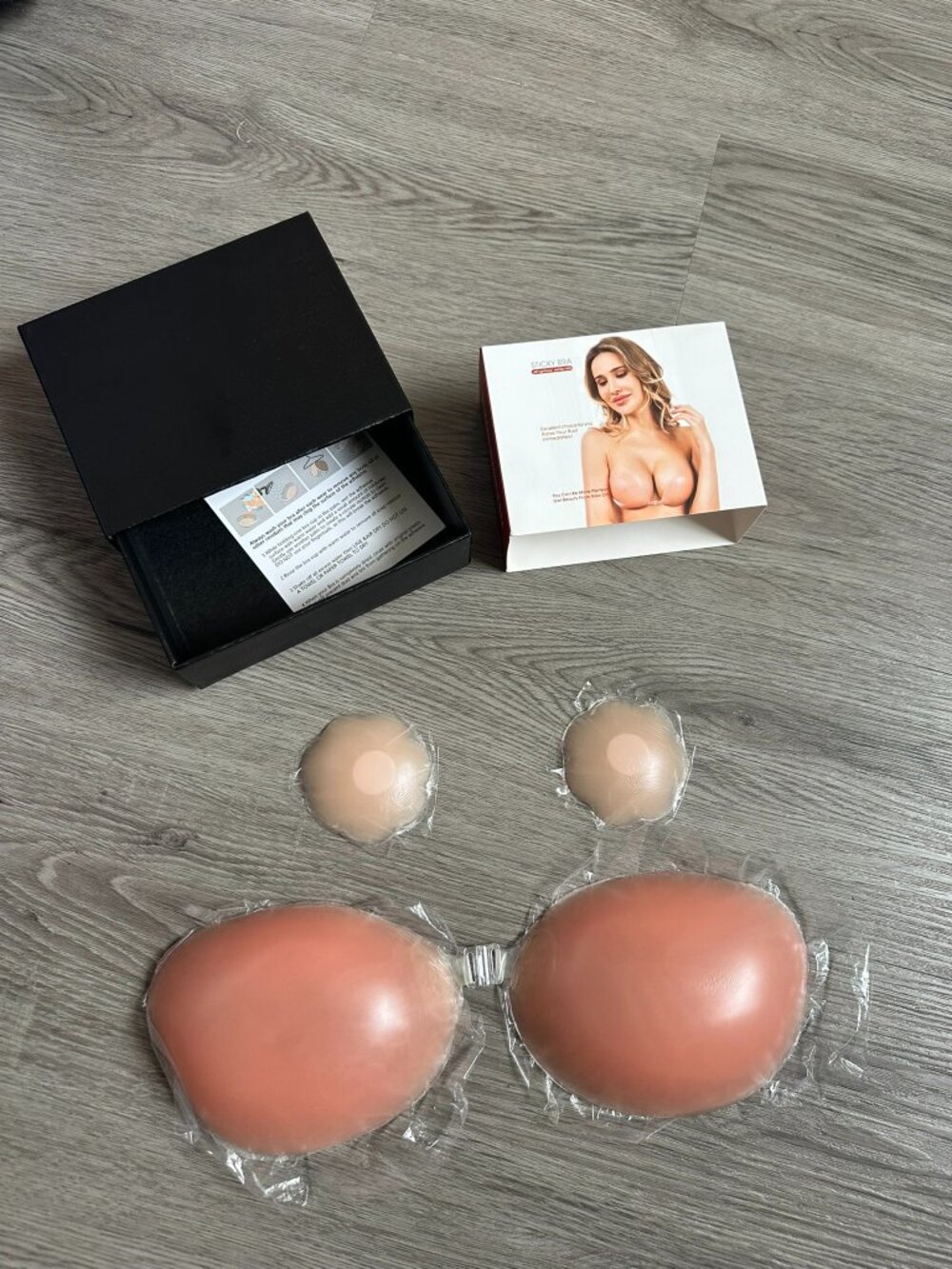 Set of 2 Swemned Sticky Bra Strapless Adhesive - C Cup - Pink / Tan / Nude